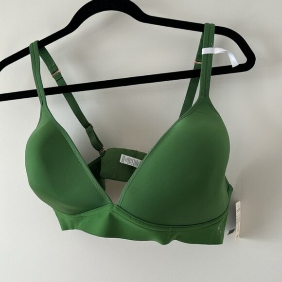 Aerie Women Solid Green Plugging Neckline Bra Plus Size 40C - Picture 2 of 11